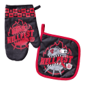 Oven mitt and potholder Set "Hell of a cook !"