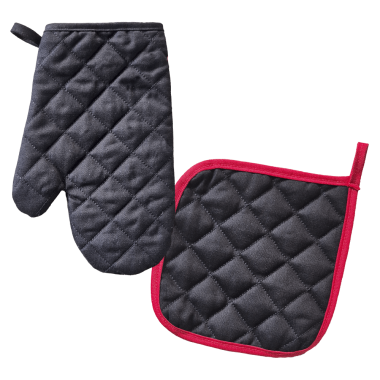 Oven mitt and potholder Set "Hell of a cook !"